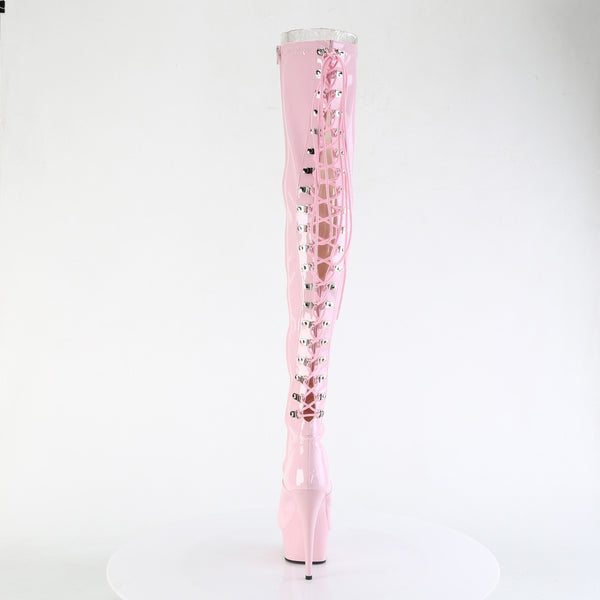 DELIGHT-3063 - Plateau Overknee Stiefel - Rosa Lack von Pleaser – Ansicht 4