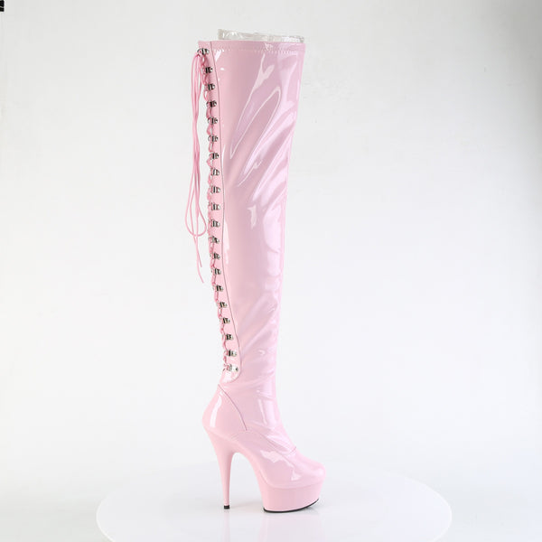 DELIGHT-3063 - Plateau Overknee Stiefel - Rosa Lack von Pleaser – Ansicht 5