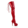 DELIGHT-3063 Overkneestiefel Plateauschuhe Rot | Pleaser