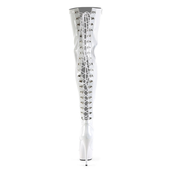DELIGHT-3063 Plateau Overknee Stiefel Lack Weiß von Pleaser – Ansicht 4
