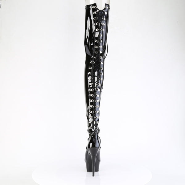 DELIGHT-4063 Plateau Overknee Stiefel Schwarz Lack von Pleaser – Ansicht 4