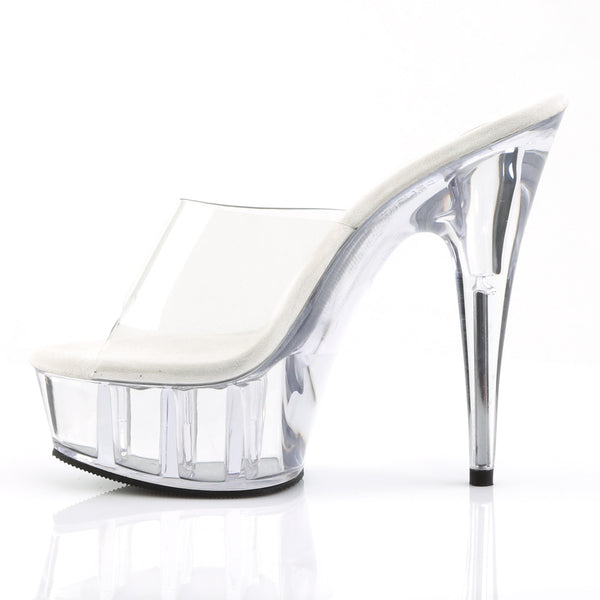 DELIGHT-601 Plateau Pantoletten Klar | Pleaser
