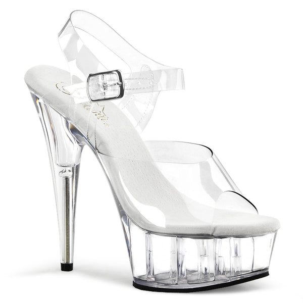 DELIGHT-608 Plateau Sandaletten Transparent | Pleaser