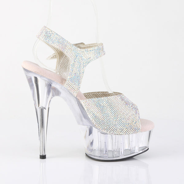 DELIGHT-608N-RS Plateau High Heel Sandaletten mit Strasssteinen - Mehrfarbig von Pleaser – Ansicht 5