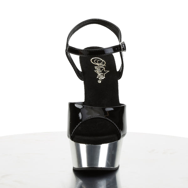 DELIGHT-609 Plateau Sandaletten Schwarz/Chrom von Pleaser – Ansicht 2