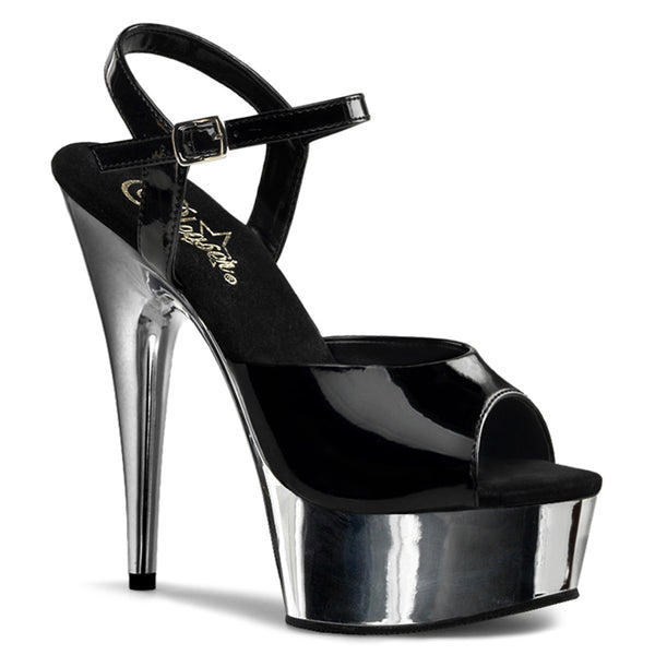 DELIGHT-609 Plateau Sandaletten Schwarz/Chrom von Pleaser