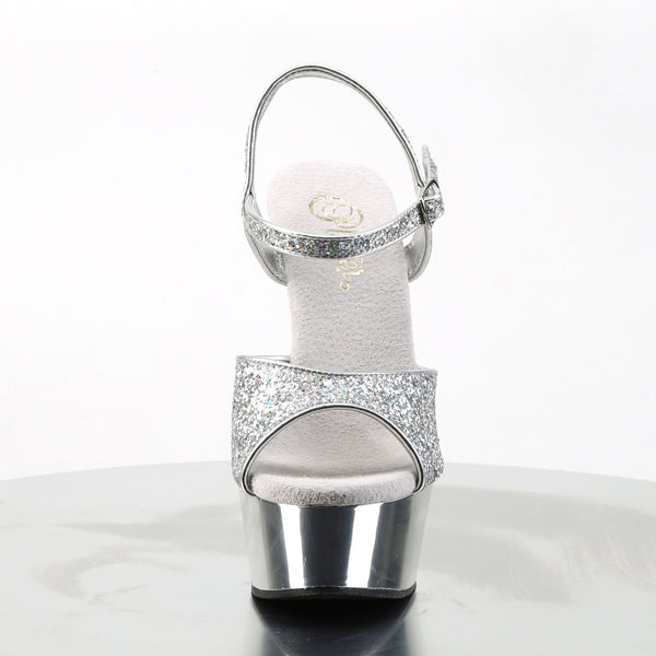 DELIGHT-609G Plateau Sandaletten Silber Glitzer von Pleaser – Ansicht 2