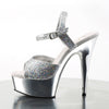 DELIGHT-609G Plateau Sandaletten Silber Glitzer von Pleaser – Ansicht 3