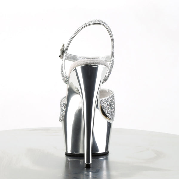 DELIGHT-609G Plateau Sandaletten Silber Glitzer von Pleaser – Ansicht 4