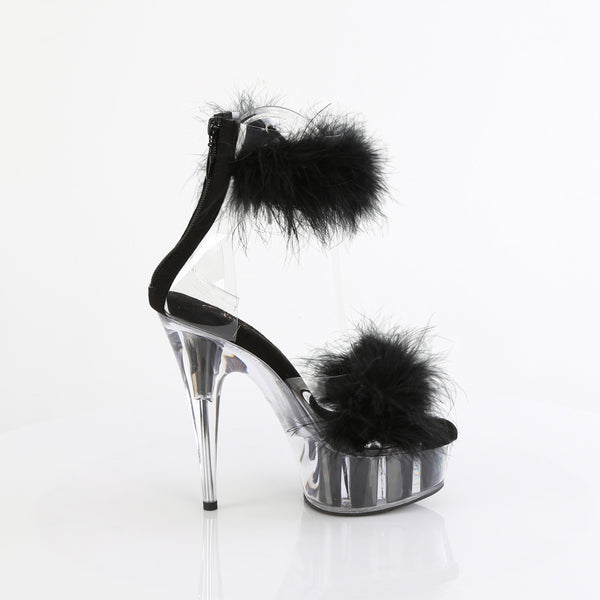 DELIGHT-624F - Plateau High Heel Sandaletten - Schwarz Plüsch von Pleaser – Ansicht 5