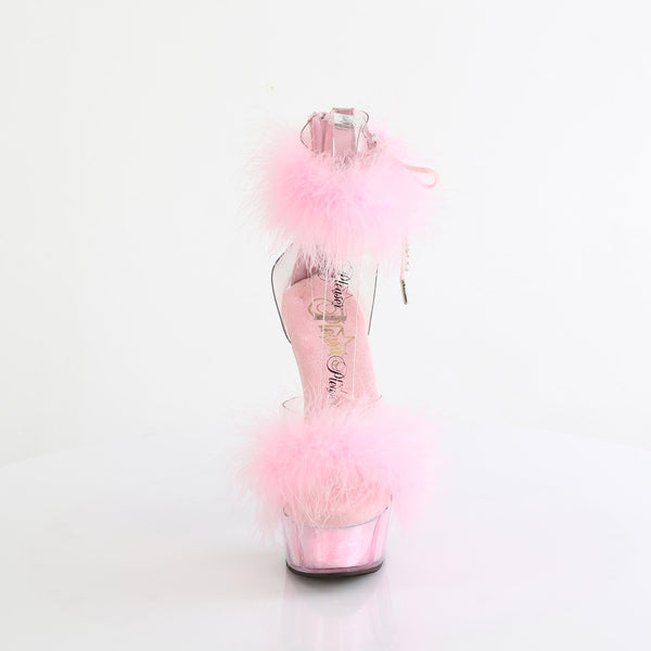 DELIGHT-624F - Plateau High Heel Sandaletten - Pink mit Plüsch von Pleaser – Ansicht 2