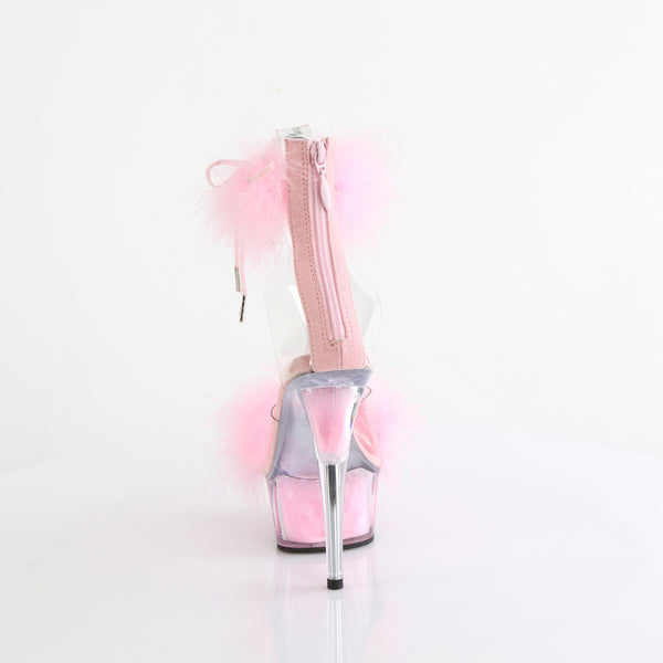 DELIGHT-624F - Plateau High Heel Sandaletten - Pink mit Plüsch von Pleaser – Ansicht 4