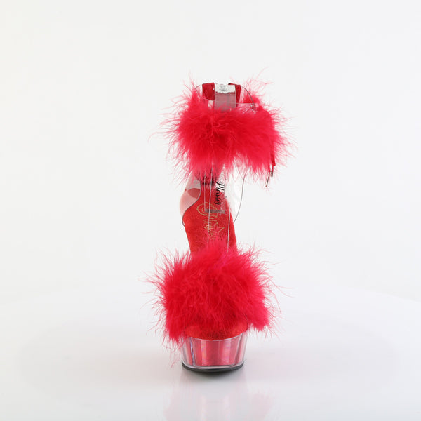 DELIGHT-624F Plateau Sandaletten Rot Transparent von Pleaser – Ansicht 2