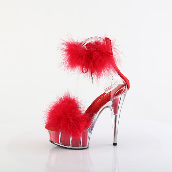 DELIGHT-624F Plateau Sandaletten Rot Transparent von Pleaser – Ansicht 3