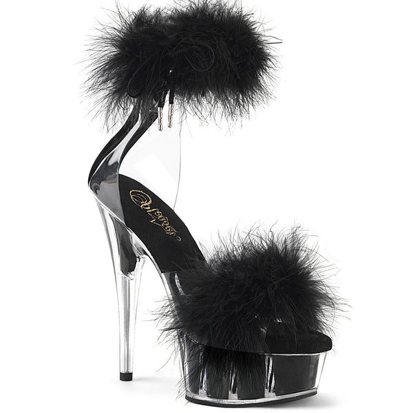 DELIGHT-624F - Plateau High Heel Sandaletten - Schwarz Plüsch von Pleaser