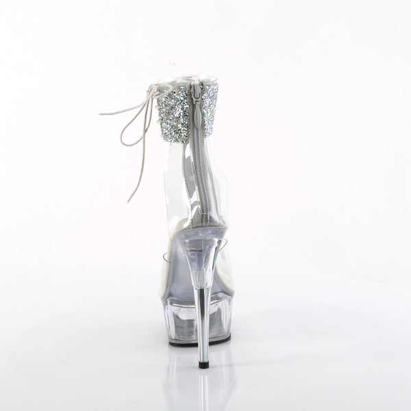 DELIGHT-624RS-02 - Plateau High Heel Sandaletten - Transparent mit Strass von Pleaser – Ansicht 4