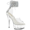 DELIGHT-624RS-02 - Plateau High Heel Sandaletten - Transparent mit Strass von Pleaser