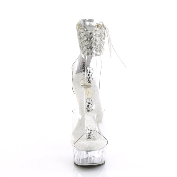 DELIGHT-624RS - Plateau High Heel Sandaletten - Transparent mit Strass von Pleaser – Ansicht 2