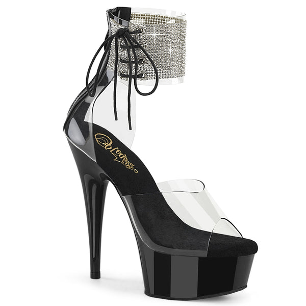 DELIGHT-624RS - Plateau High Heels - Schwarz Lack mit Strass von Pleaser