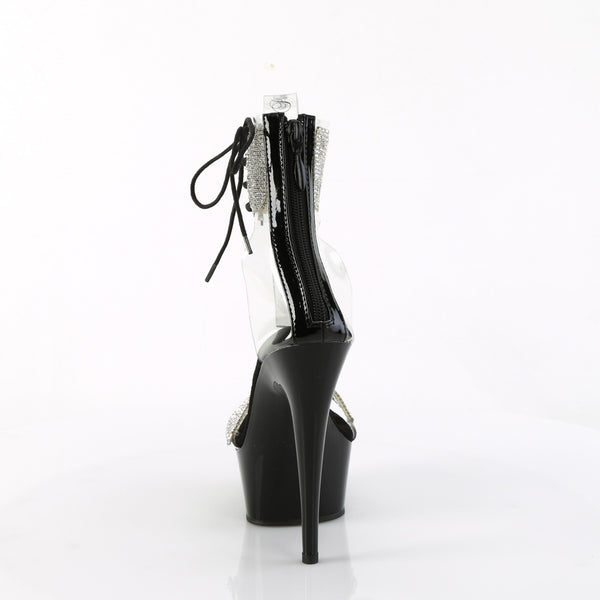 DELIGHT-627RS - Plateau High Heel Sandaletten - Schwarz Lack mit Strass von Pleaser – Ansicht 4