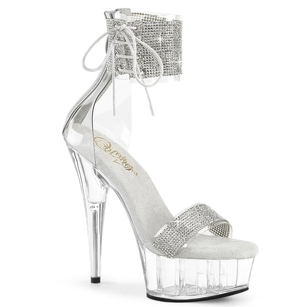 DELIGHT-627RS - Plateau Sandaletten - Transparent mit Strass von Pleaser