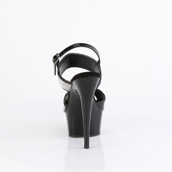 DELIGHT-639 - Plateau High Heel Sandaletten - Schwarz Lack mit Strass von Pleaser – Ansicht 4