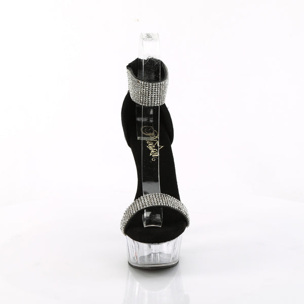 DELIGHT-641 Sandaletten Plateauschuhe Schwarz Glitzer von Pleaser – Ansicht 2
