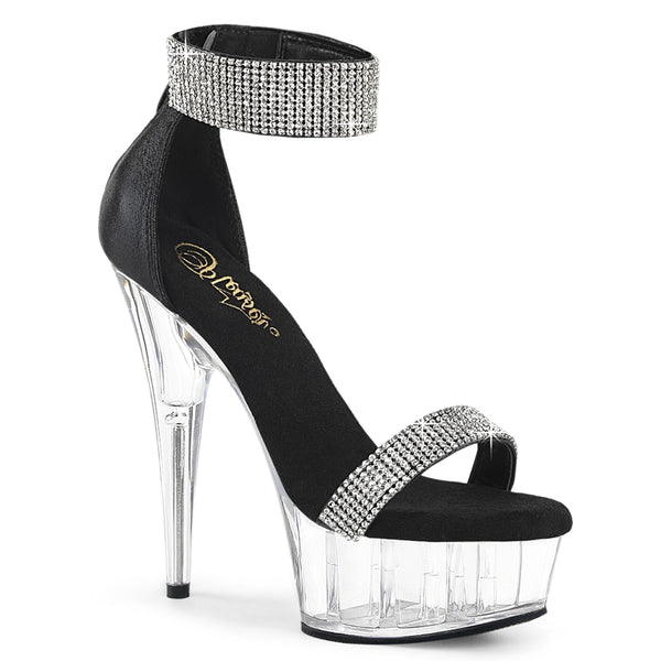DELIGHT-641 Sandaletten Plateauschuhe Schwarz Glitzer von Pleaser