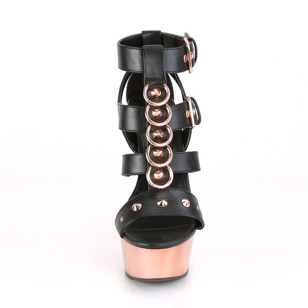 DELIGHT-658 Plateau Sandaletten Schwarz/Rose Gold Chrom von Pleaser – Ansicht 2