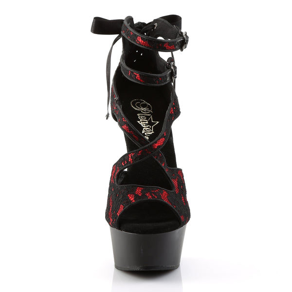 DELIGHT-678LC Plateau Sandaletten - Rot/Schwarz von Pleaser – Ansicht 2
