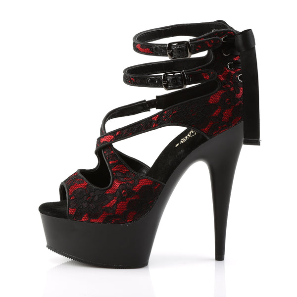 DELIGHT-678LC Plateau Sandaletten - Rot/Schwarz von Pleaser – Ansicht 3