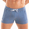 Herren Badeshorts mit Reißverschlusstaschen - Denim-Style Blau | TOF Paris