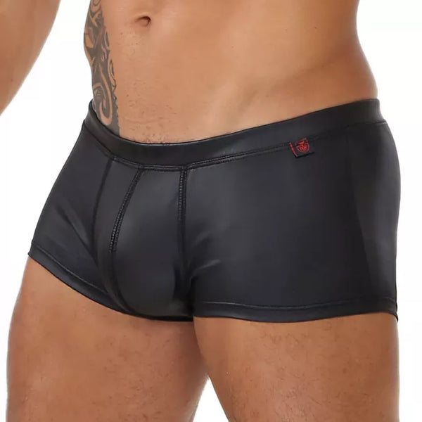 Schwarze Kunstleder Boxershorts im sexy Fetish Stil von TOF Paris – Ansicht 2