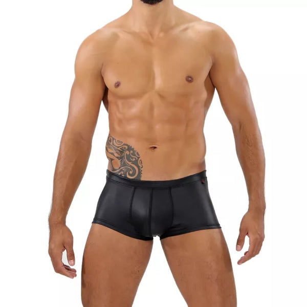 Schwarze Kunstleder Boxershorts im sexy Fetish Stil von TOF Paris – Ansicht 5