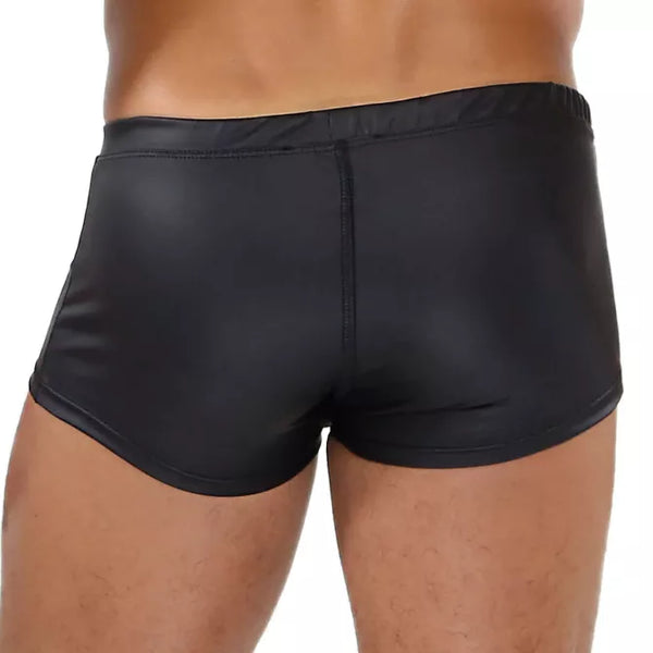 Schwarze Kunstleder Boxershorts im sexy Fetish Stil von TOF Paris – Ansicht 3