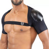 Schwarzes futuristisches Harness mit Schulterpolstern für aufregende Clubnächte von TOF Paris – Ansicht 3