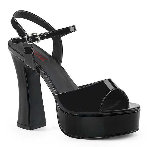 DOLLY-09 Plateau High Heel Sandaletten Schwarz Lack von DemoniaCult