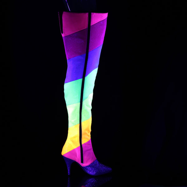 DREAM-3012RBG Overknee Stiefel Schwarz UV von Pleaser Pink Label – Ansicht 5