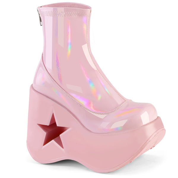 DYNAMITE-100 Plateau Stiefeletten glänzend rosa Stern von DemoniaCult