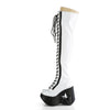 DYNAMITE-300 Plateau Overknee Stiefel weiß prisma Schnürung Lack Stern Holo Effekt von DemoniaCult – Ansicht 3