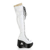 DYNAMITE-300 Plateau Overknee Stiefel weiß prisma Schnürung Lack Stern Holo Effekt von DemoniaCult – Ansicht 5
