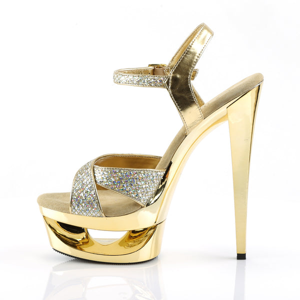 ECLIPSE-619G Plateau Sandaletten - Gold/Glitter | Pleaser SALE