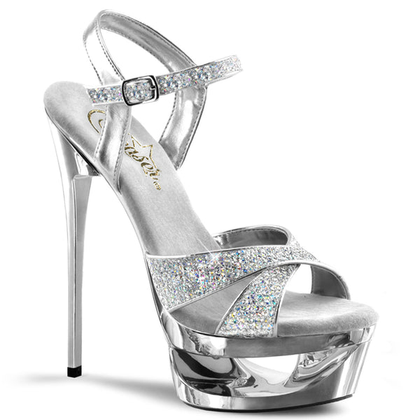 ECLIPSE-619G Plateau Sandaletten Silber/Chrome | Pleaser