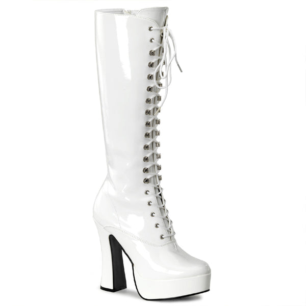 ELECTRA-2020 Plateau Stiefel - Lack Weiß von Pleaser
