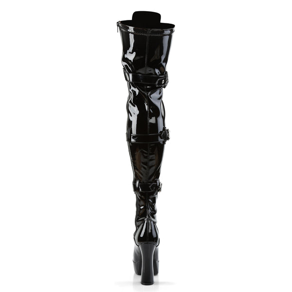ELECTRA-3028 Plateau Overknee Stiefel Lack Schwarz von Pleaser – Ansicht 4