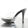 ELEGANT-401 Plateau Pantoletten Silber Glitzer | Fabulicious