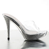 ELEGANT-401 Plateau Pantoletten Silber Glitzer | Fabulicious