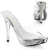 ELEGANT-401 Plateau Pantoletten Silber Glitzer | Fabulicious