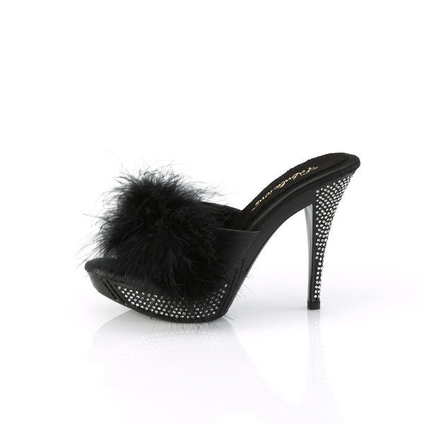 ELEGANT-401F Plateau Pantoletten mit Plüsch und Glitzer - Schwarz von Fabulicious – Ansicht 3