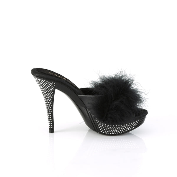 ELEGANT-401F Plateau Pantoletten mit Plüsch und Glitzer - Schwarz von Fabulicious – Ansicht 5